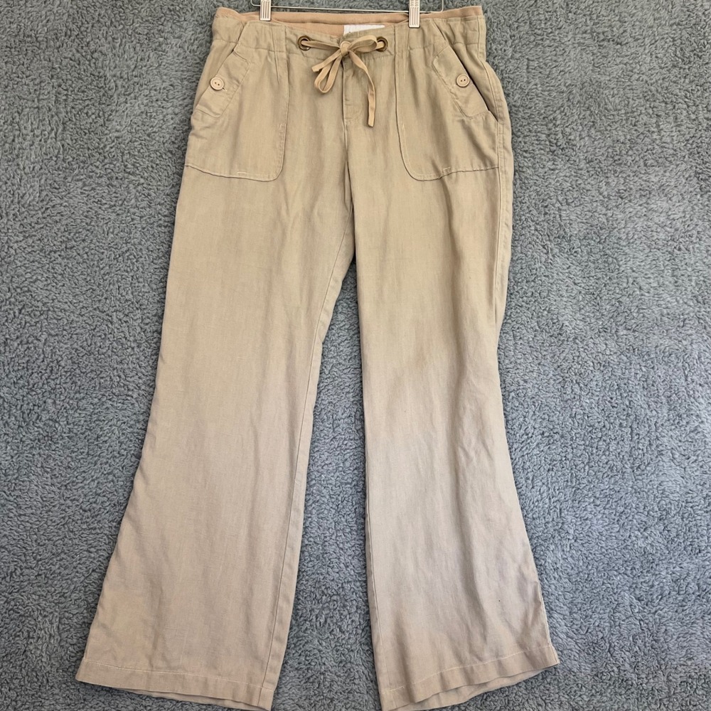 Sanctuary Linen Wide Leg Pants Sz 29 Beige Surplus 100% Linen Drawstring Utility